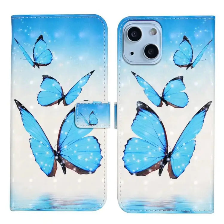 Oil Embossed 3D Drawing Leather Phone Case For iPhone 15 Plus For iPhone 15 - For iPhone 15 Plus / 3 Butterflies