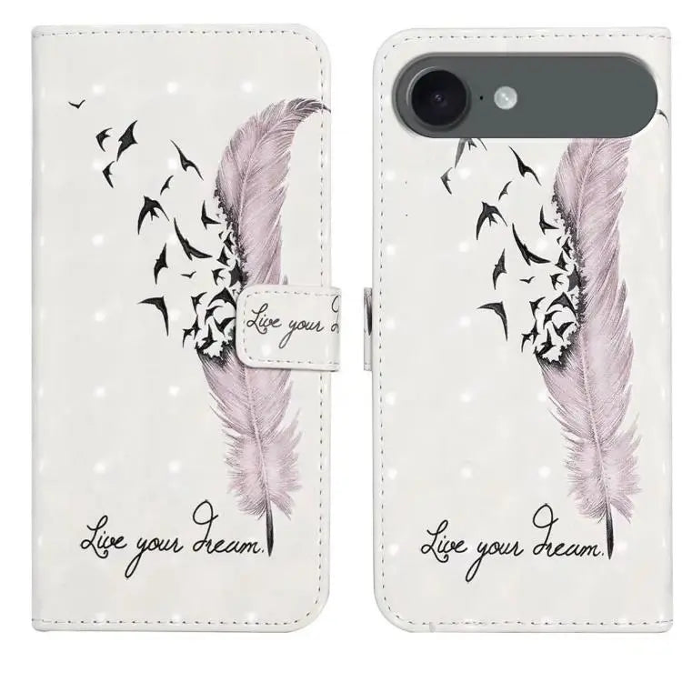 Oil Embossed 3D Drawing Leather Phone Case For iPhone 17 For iPhone 17 Air - For iPhone Air / Feather - Apple