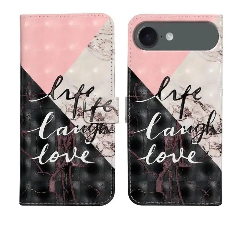 Oil Embossed 3D Drawing Leather Phone Case For iPhone 17 For iPhone 17 Air - For iPhone Air / Stitching Marble - Apple