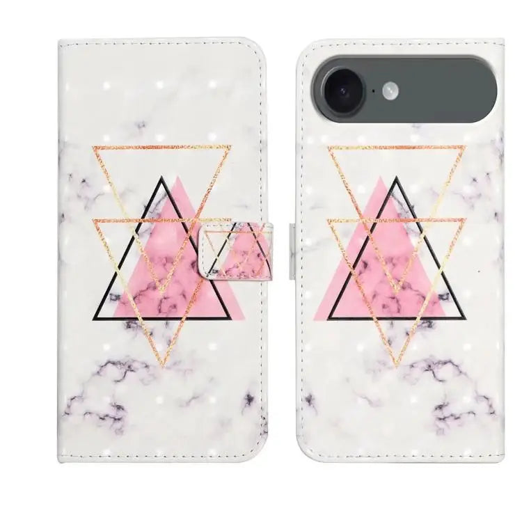 Oil Embossed 3D Drawing Leather Phone Case For iPhone 17 For iPhone 17 Air - For iPhone Air / Triangular Marble - Apple