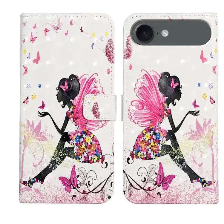 Oil Embossed 3D Drawing Leather Phone Case For iPhone 17 For iPhone 17 Air - For iPhone Air / Flower Fairy - Apple
