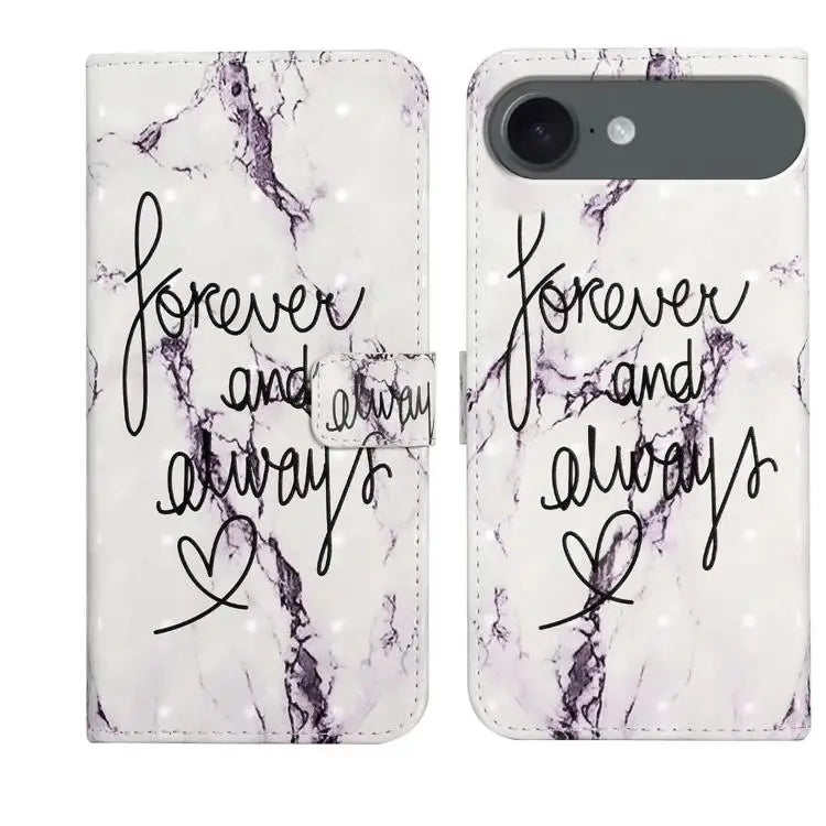 Oil Embossed 3D Drawing Leather Phone Case For iPhone 17 For iPhone 17 Air - For iPhone Air / Words Marble - Apple