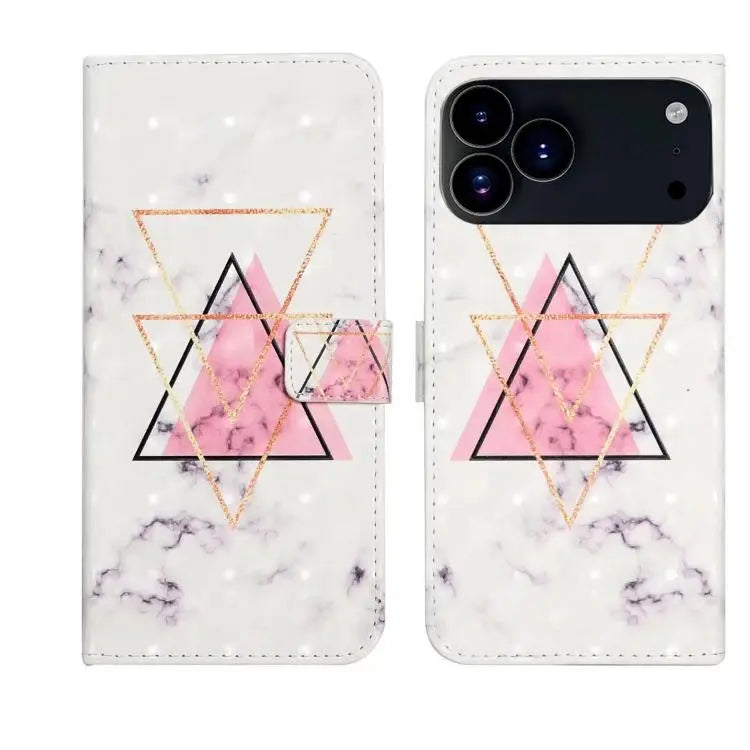 Oil Embossed 3D Drawing Leather Phone Case For iPhone 17 Pro Max For iPhone 17 Pro - For iPhone 17 Pro / Triangular