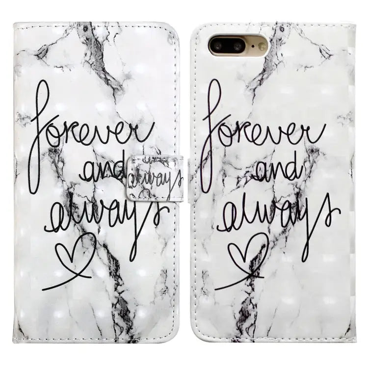 Oil Embossed 3D Drawing Leather Phone Case For iPhone 7 Plus / 8 Plus - For iPhone 7 Plus / 8 Plus / Words Marble