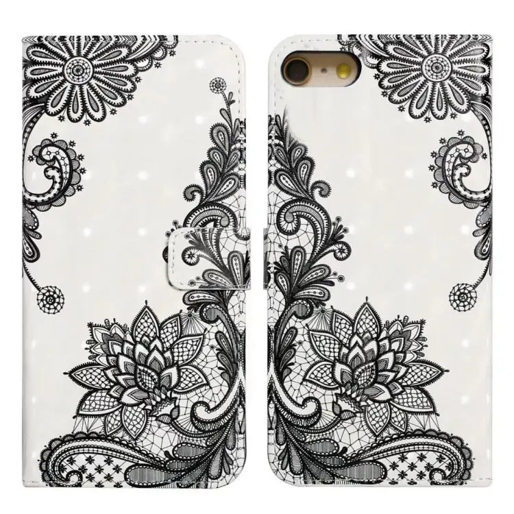 Oil Embossed 3D Drawing Leather Phone Case For iPhone 7 Plus / 8 Plus - For iPhone 7 Plus / 8 Plus / Lace Flower