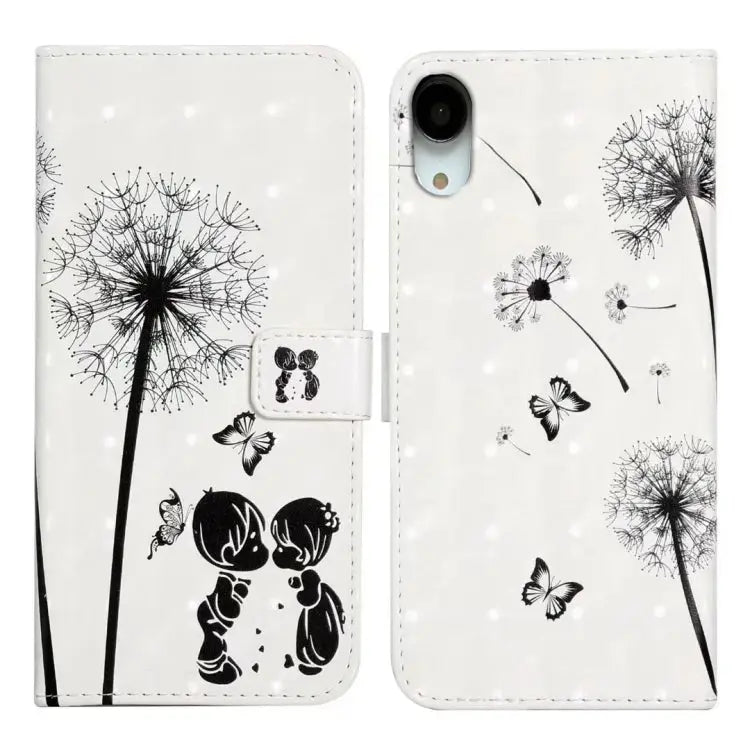 Oil Embossed 3D Drawing Leather Phone Case For iPhone XR For iPhone XS Max - For iPhone XR / Couple Dandelion - Apple
