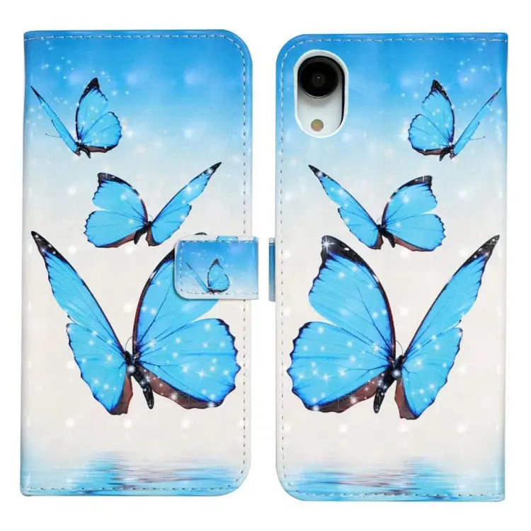 Oil Embossed 3D Drawing Leather Phone Case For iPhone XR For iPhone XS Max - For iPhone XR / 3 Butterflies - Apple