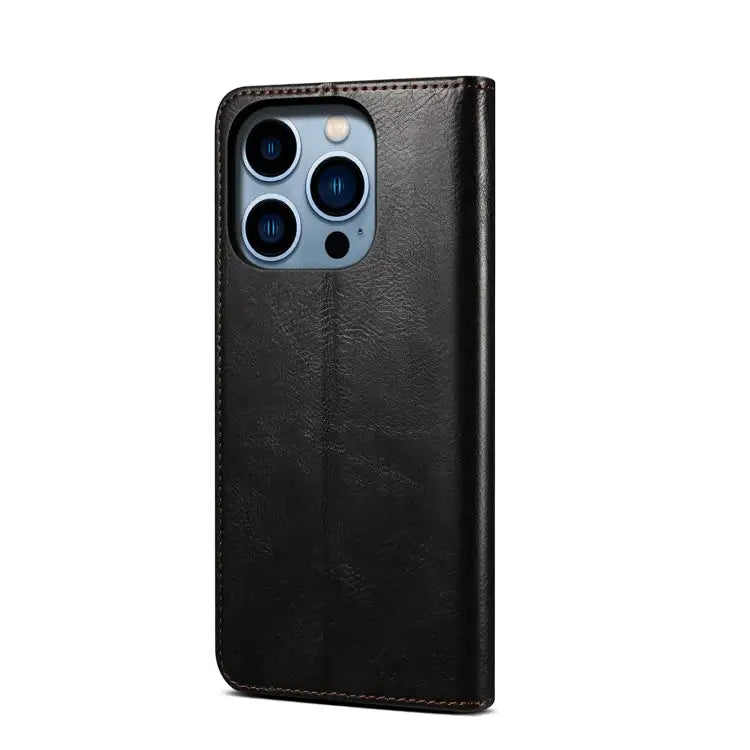 Oil Wax Crazy Horse Texture Leather Phone Case For iPhone 15 Pro For iPhone 15 Plus For iPhone 15 - Apple Accessories