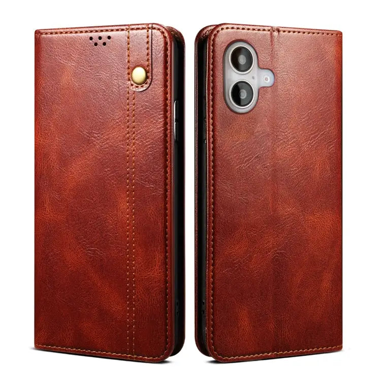 Oil Wax Crazy Horse Texture Leather Phone Case For iPhone 16e For iPhone 16 Pro Max For iPhone 16 Pro For iPhone 16