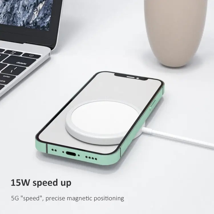 OJD-63 15W Aluminum Alloy Style Round Magsafe Magnetic Wireless Charger - Magnetic
