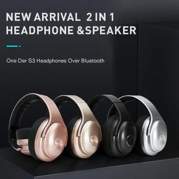 OneDer S3 2 in1 Headphone & Speaker Portable Wireless Bluetooth Headphone Noise Cancelling Over Ear Stereo - Black