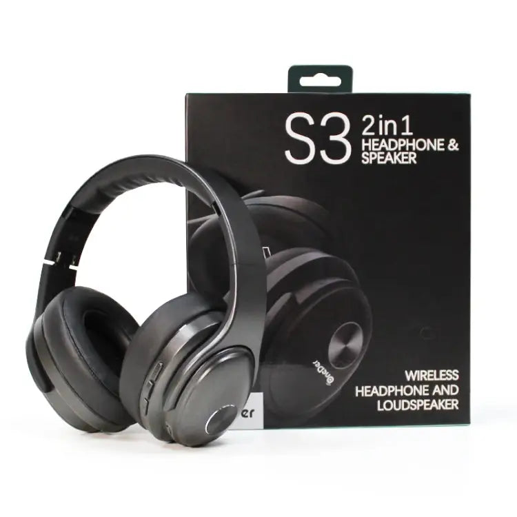 OneDer S3 2 in1 Headphone & Speaker Portable Wireless Bluetooth Headphone Noise Cancelling Over Ear Stereo - Black