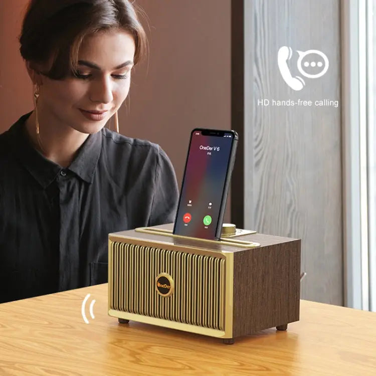 Oneder V6 Portable Wireless Bluetooth Speaker Support Hands-free & FM & TF Card & AUX & USB Drive - Bronze