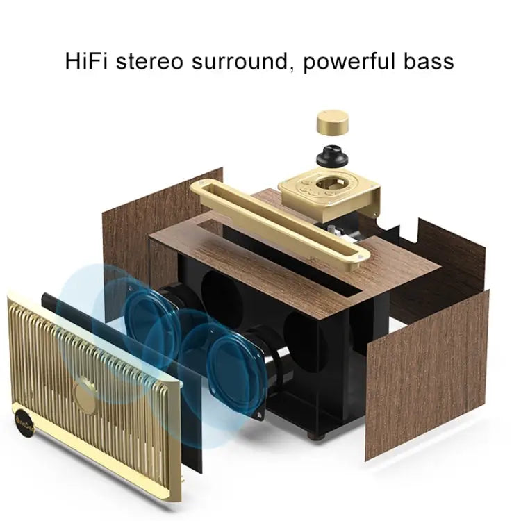 Oneder V6 Portable Wireless Bluetooth Speaker Support Hands-free & FM & TF Card & AUX & USB Drive - Bronze