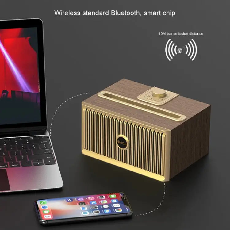 Oneder V6 Portable Wireless Bluetooth Speaker Support Hands-free & FM & TF Card & AUX & USB Drive - Bronze