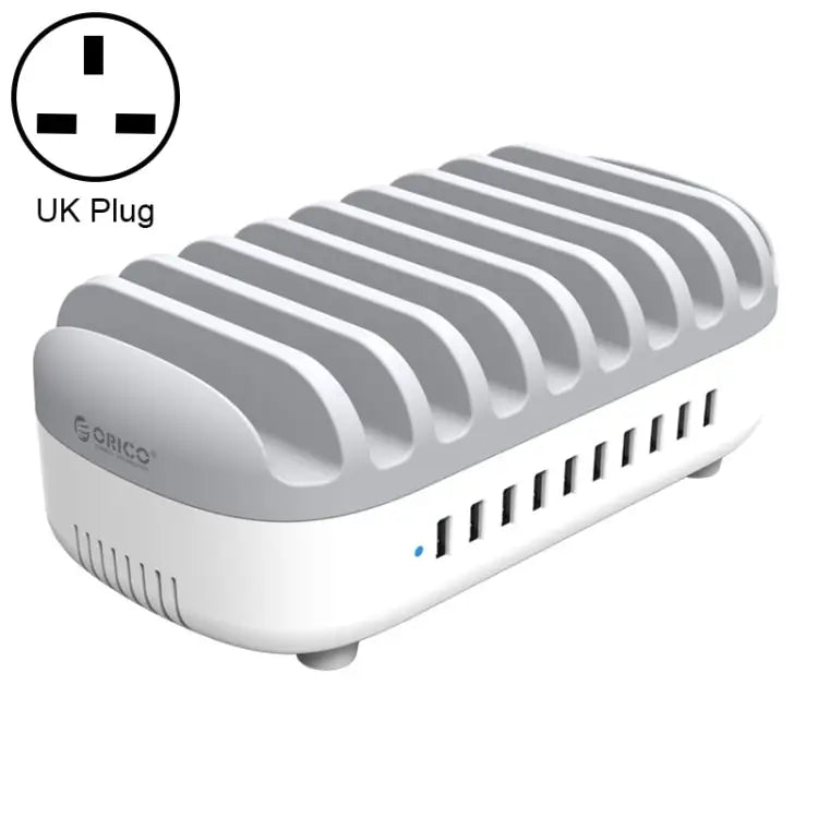ORICO DUK-10P-DX 120W 5V 2.4A 10 Ports USB Charging Station, AU Plug EU Plug US Plug UK Plug - UK Plug / White - Apple