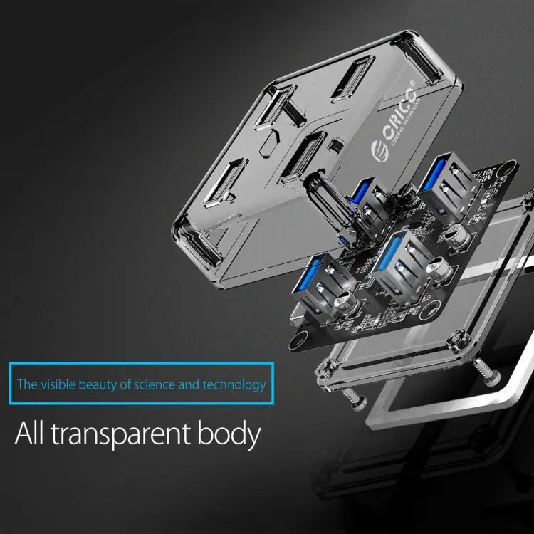 ORICO MH4U-100 USB 3.0 Transparent Desktop HUB with 100cm Micro USB Cable MH4U-100 - MH4U-100