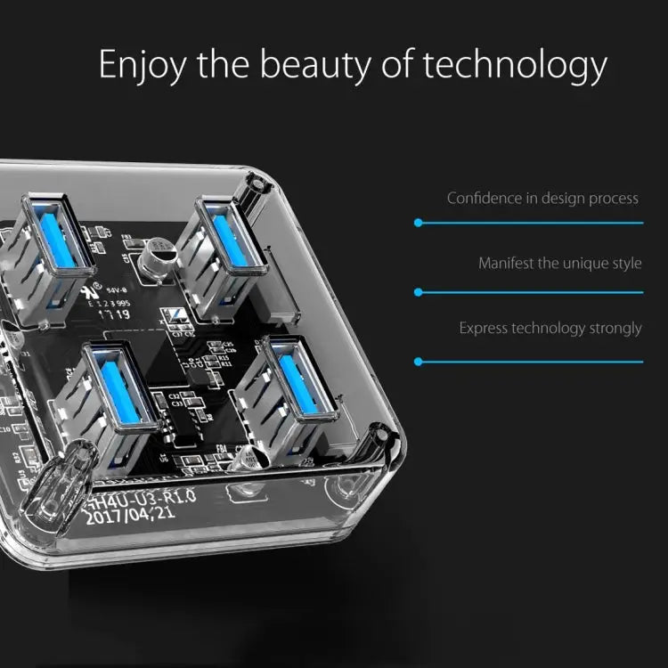 ORICO MH4U-100 USB 3.0 Transparent Desktop HUB with 100cm Micro USB Cable MH4U-100 - MH4U-100