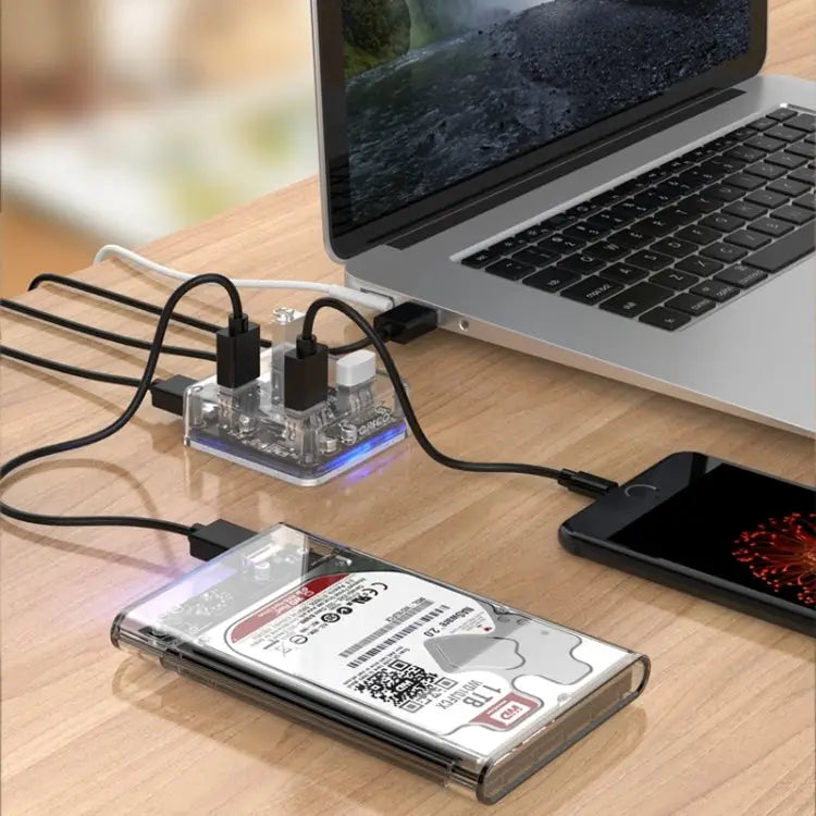 ORICO MH4U-100 USB 3.0 Transparent Desktop HUB with 100cm Micro USB Cable MH4U-100 - MH4U-100