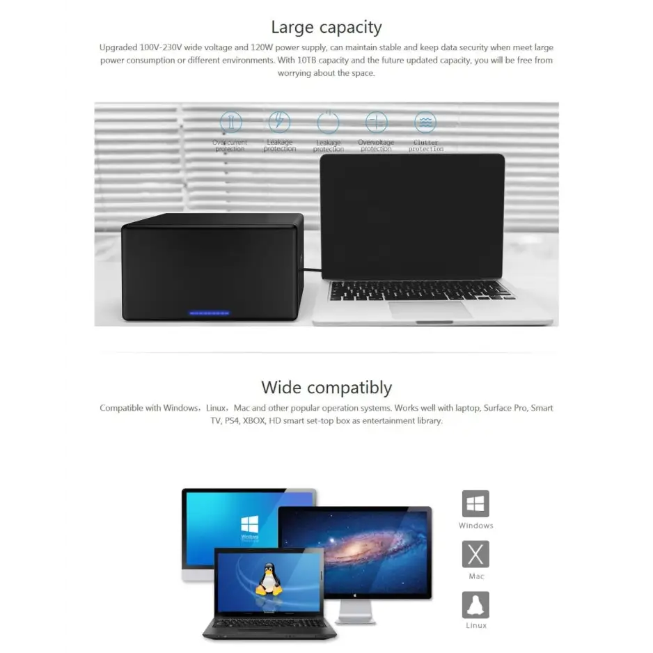 ORICO NS800-C3 8-bay USB-C / Type-C 3.1 to SATA External Hard Disk Box Storage Case Hard Drive Dock for 3.5 inch SATA
