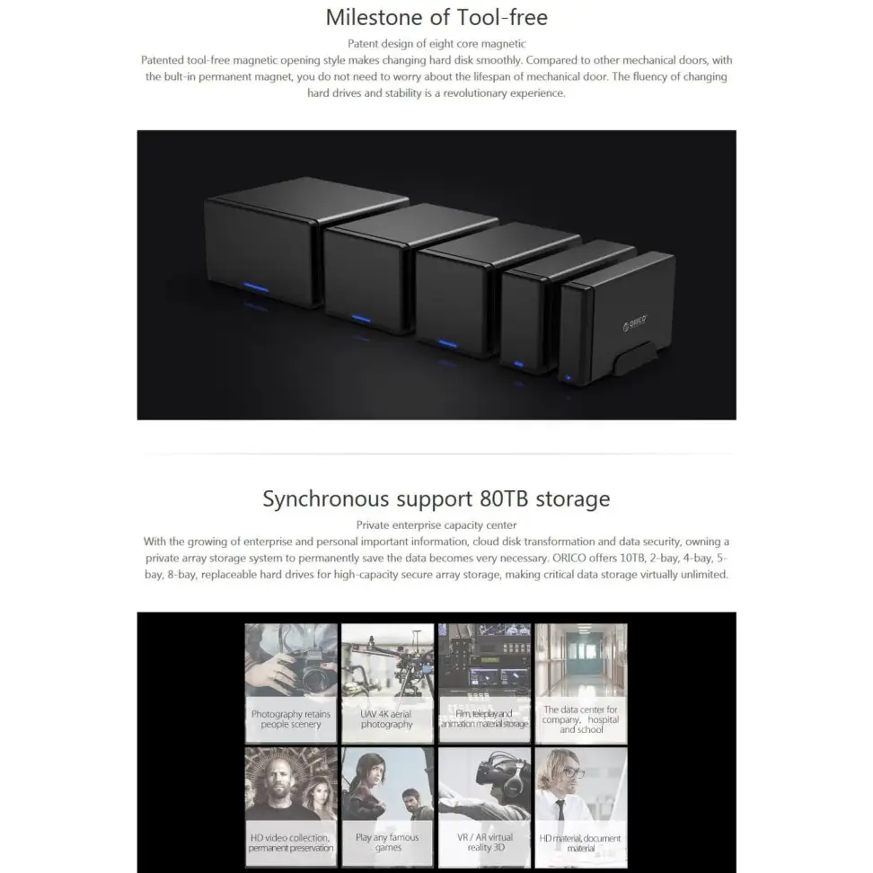 ORICO NS800-C3 8-bay USB-C / Type-C 3.1 to SATA External Hard Disk Box Storage Case Hard Drive Dock for 3.5 inch SATA