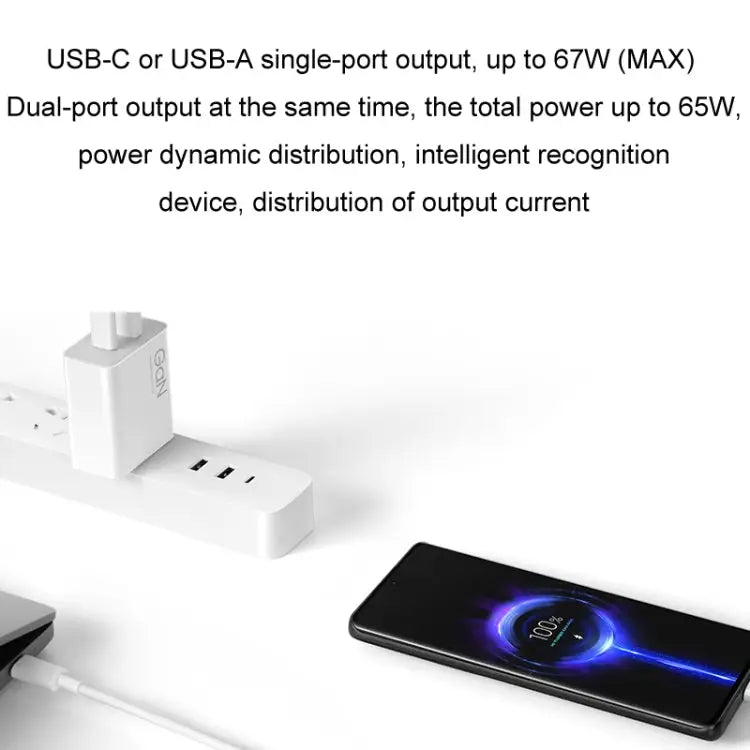 Original Xiaomi 67W GaN 1C + 1A Dual Port Smart Fast Charger US Plug MDY-14 - MDY-14 - Apple Accessories