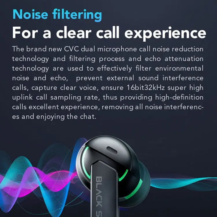 Original Xiaomi Black Shark Noise Reduction True Wireless Bluetooth Earphone - Black - Apple Accessories