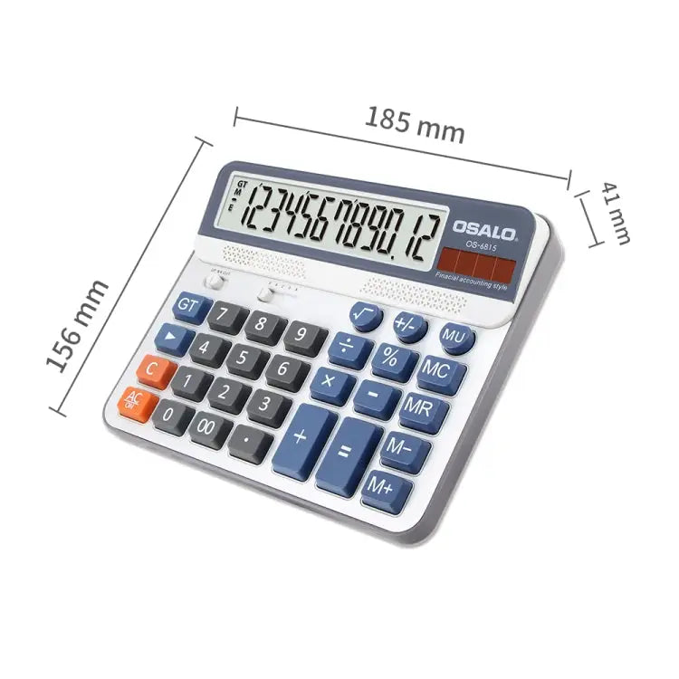 OSALO OS-6815 12 Digits Desktop Calculator Solar Energy Dual Power Calculator OS-6815 - OS-6815
