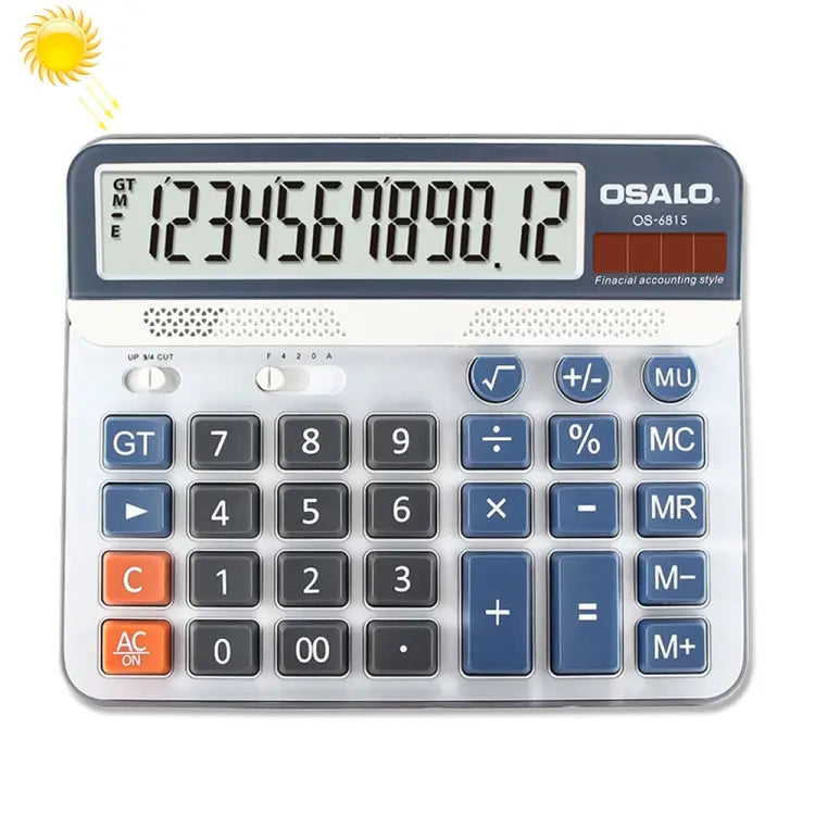 OSALO OS-6815 12 Digits Desktop Calculator Solar Energy Dual Power Calculator OS-6815 - OS-6815