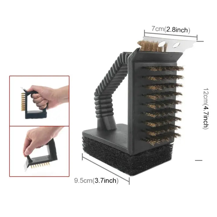 Outdoor Barbecue Cleaning Brush Camping Picnic BBQ Copper Wire Grill Three In One Right Angle Copper Wire Triangular
