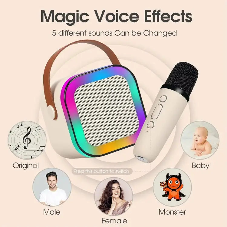 Outdoor Home Portable Wireless Karaoke Sound Cell Phone Integrated Microphone Smart Speaker With Single Mic White