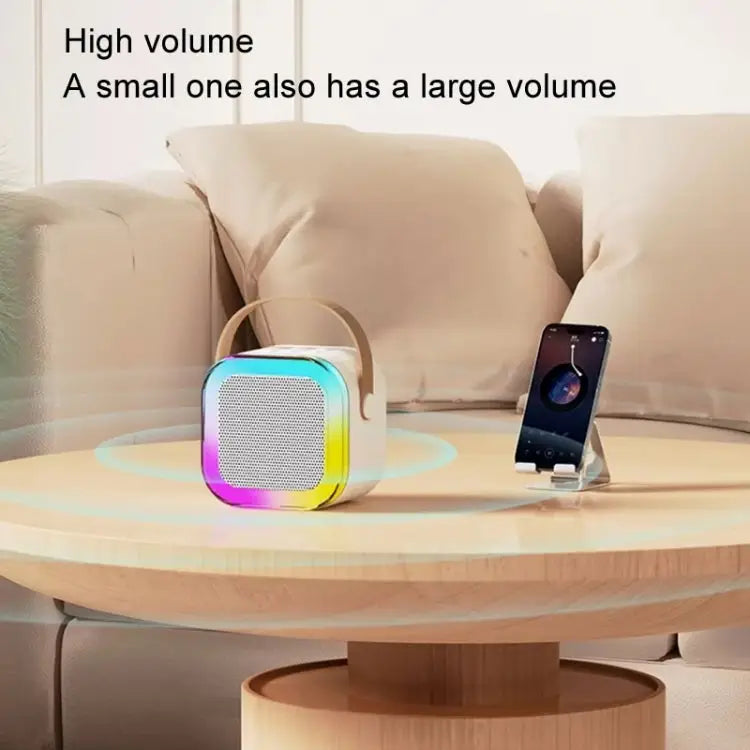 Outdoor Home Portable Wireless Karaoke Sound Cell Phone Integrated Microphone Smart Speaker With Single Mic White