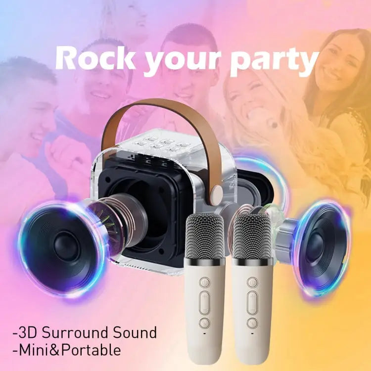 Outdoor Home Portable Wireless Karaoke Sound Cell Phone Integrated Microphone Smart Speaker With Single Mic White