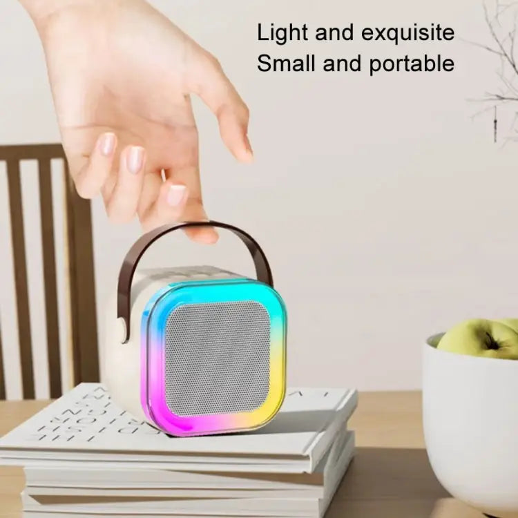 Outdoor Home Portable Wireless Karaoke Sound Cell Phone Integrated Microphone Smart Speaker With Single Mic White