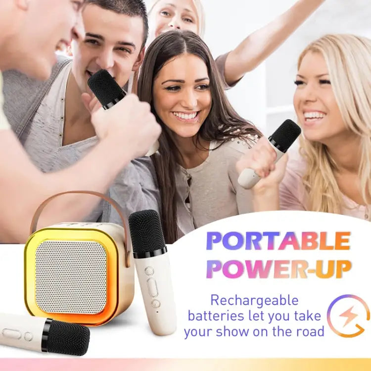 Outdoor Home Portable Wireless Karaoke Sound Cell Phone Integrated Microphone Smart Speaker With Single Mic White