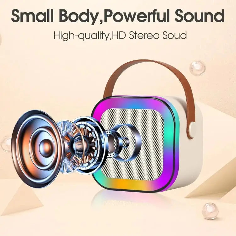Outdoor Home Portable Wireless Karaoke Sound Cell Phone Integrated Microphone Smart Speaker With Single Mic White