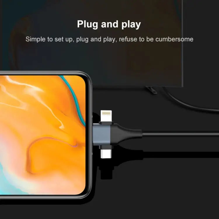 P8J Aluminum 3 in 1 8 Pin + Micro USB + USB-C / Type-C to HDTV Cable Cable Length: 2m 3 in 1 HDMI (Aluminum) - 3 in 1