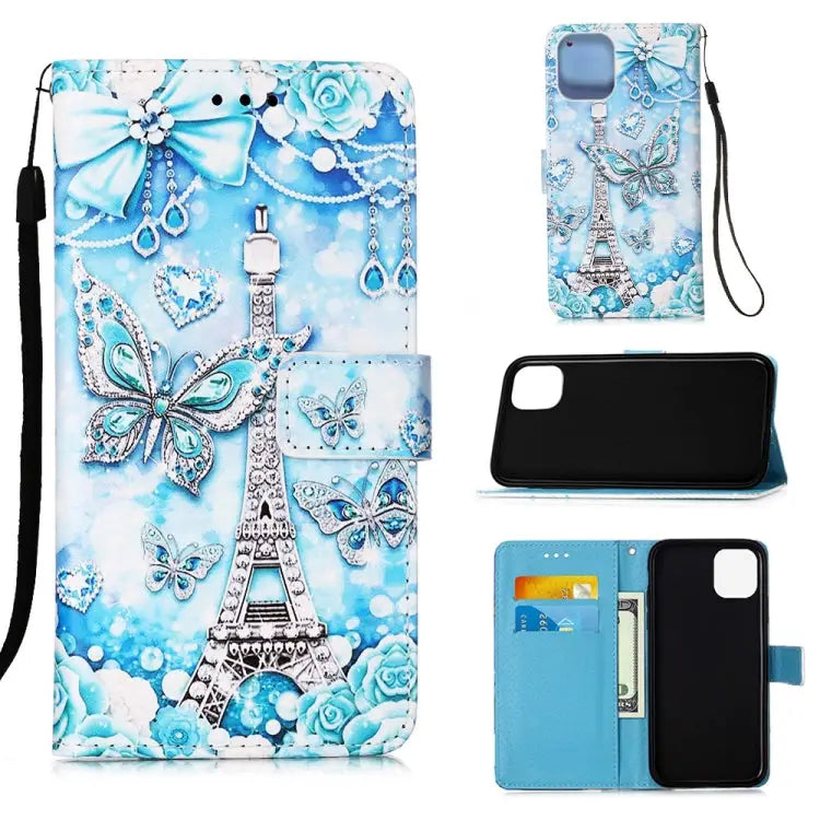 Painted Flat Texture Leather Case with Lanyard & Card Slot & Wallet & Holder For iPhone 12 Pro Max - For iPhone 12 Pro