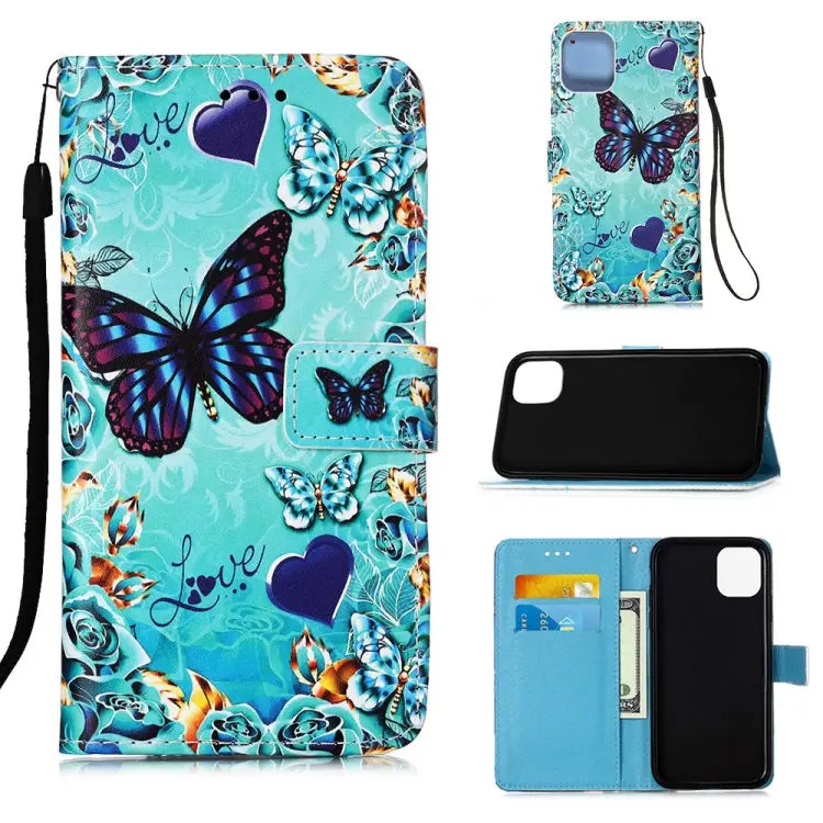 Painted Flat Texture Leather Case with Lanyard & Card Slot & Wallet & Holder For iPhone 12 mini For iPhone 12 / 12 Pro