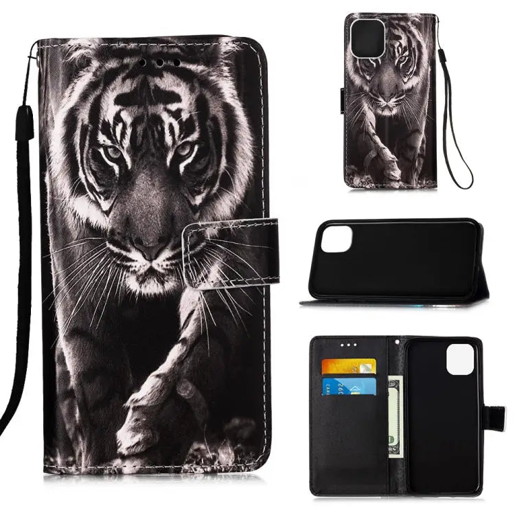 Painted Flat Texture Leather Case with Lanyard & Card Slot & Wallet & Holder For iPhone 12 mini For iPhone 12 / 12 Pro
