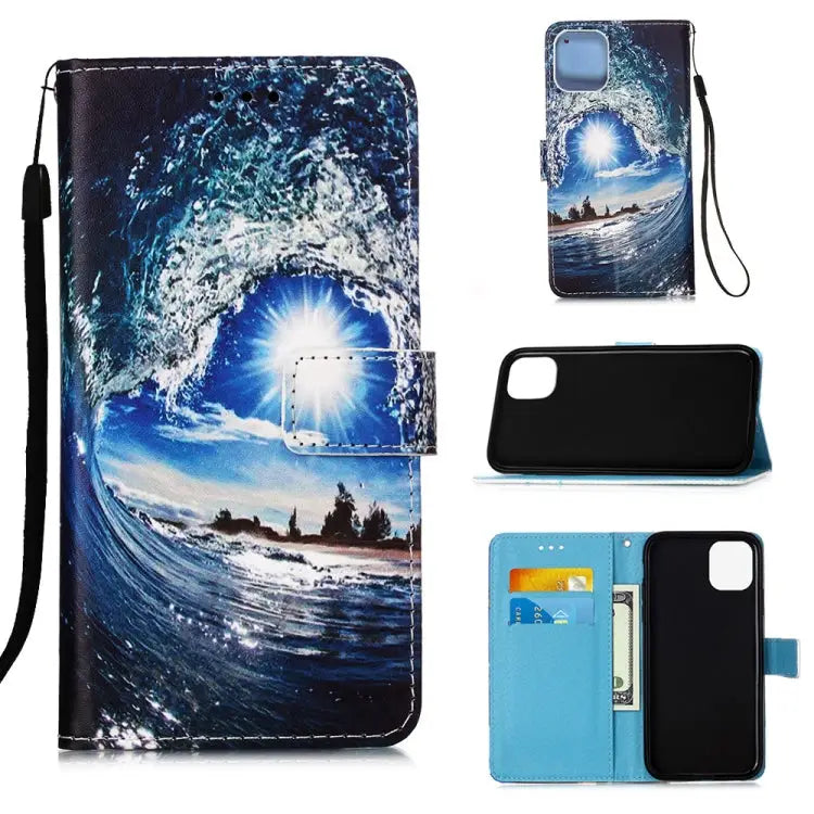 Painted Flat Texture Leather Case with Lanyard & Card Slot & Wallet & Holder For iPhone 12 mini For iPhone 12 / 12 Pro