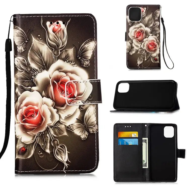 Painted Flat Texture Leather Case with Lanyard & Card Slot & Wallet & Holder For iPhone 12 mini For iPhone 12 / 12 Pro