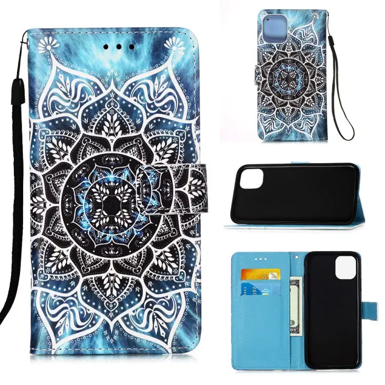 Painted Flat Texture Leather Case with Lanyard & Card Slot & Wallet & Holder For iPhone 12 mini For iPhone 12 / 12 Pro