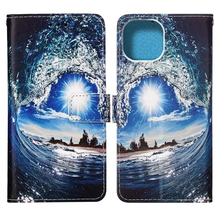 Painted Flat Texture Leather Case with Lanyard & Card Slot & Wallet & Holder For iPhone 14 For iPhone 14 Plus