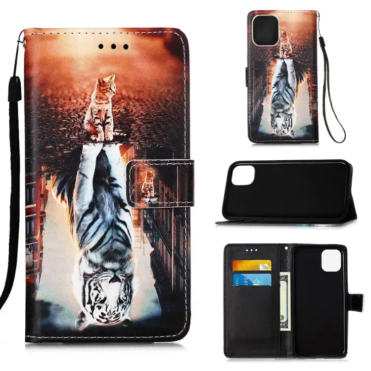 Painted Flat Texture Leather Case with Lanyard & Card Slot & Wallet & Holder For iPhone 12 Pro Max - For iPhone 12 Pro