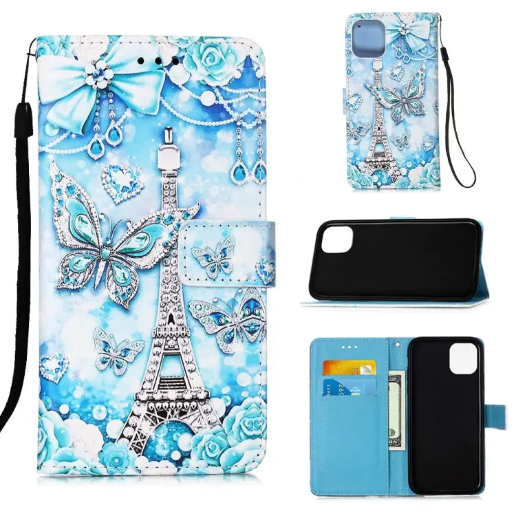 Painted Flat Texture Leather Case with Lanyard & Card Slot & Wallet & Holder For iPhone 12 mini For iPhone 12 / 12 Pro