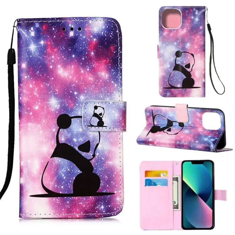 Painted Flat Texture Leather Case with Lanyard & Card Slot & Wallet & Holder For iPhone 14 For iPhone 14 Plus