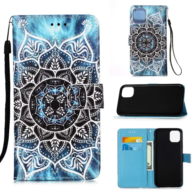 Painted Flat Texture Leather Case with Lanyard & Card Slot & Wallet & Holder For iPhone 12 Pro Max - For iPhone 12 Pro