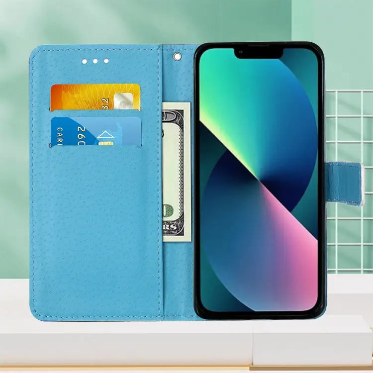 Painted Flat Texture Leather Case with Lanyard & Card Slot & Wallet & Holder For iPhone 14 For iPhone 14 Plus