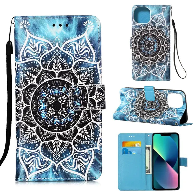 Painted Flat Texture Leather Case with Lanyard & Card Slot & Wallet & Holder For iPhone 14 For iPhone 14 Plus